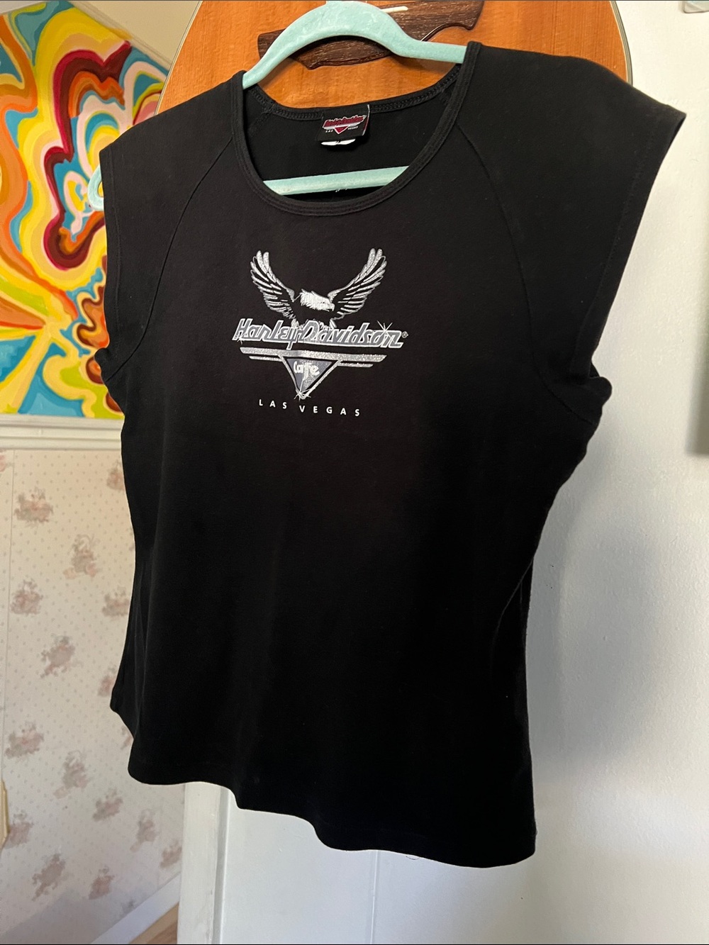 Vintage Harley Davidson Short Sleeve Shirt Sparkly Baby Tee size XL, runs small